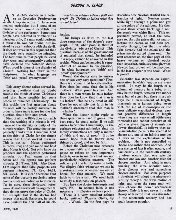 "Faith and Proof" in The Witness, p.5
